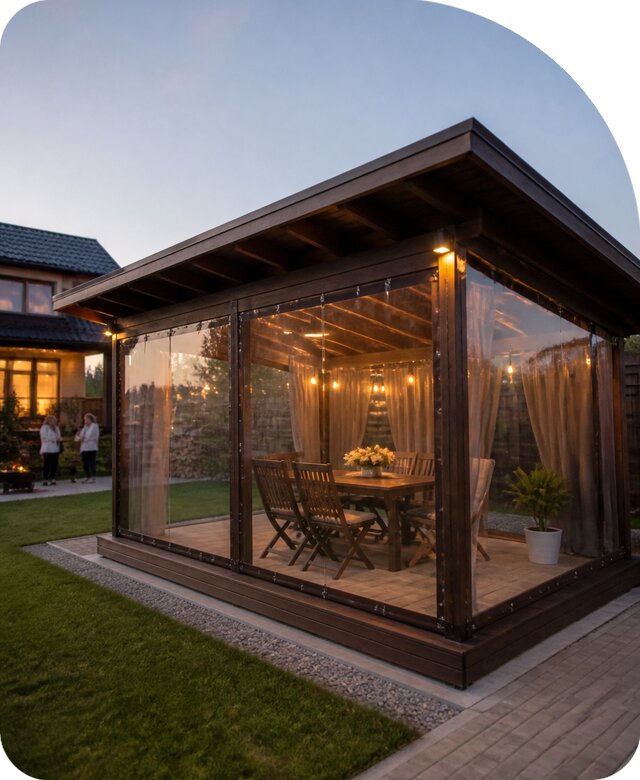 Беседка с мягкими окнами в Махачкале по цене от 124260 р. | РадиДОМА-Мхч